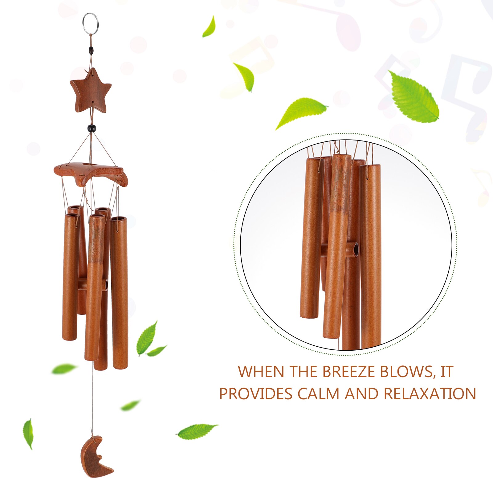 1Pc Bamboo Wind Chimes Creative Star Wind Bell Garden Hanging Decoration