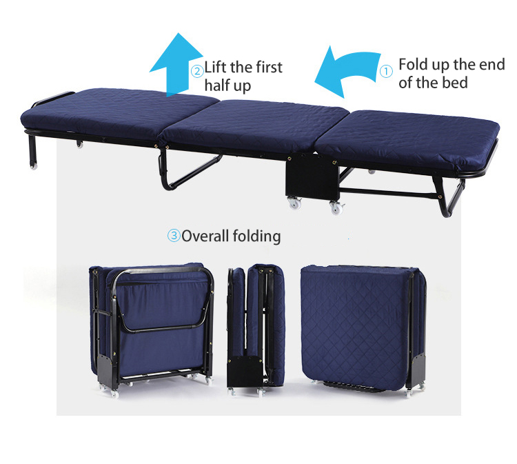 Three-fold portable folding bed thickened folding sponge bed simple accompanying bed mobile single lunch break bed