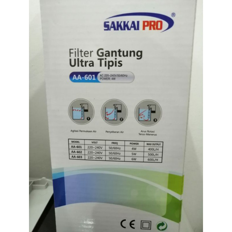 Pompa aquarium aquascape SLIM HANGING FILTER SAKKAI AA 601