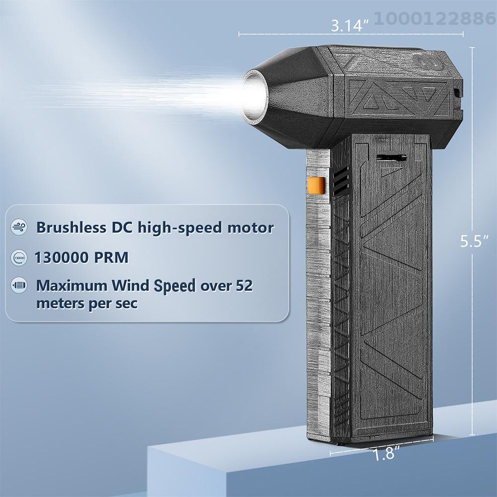 Kkmoon brushless motor turbo jet fan 130000 rpm rechargeable dust blower