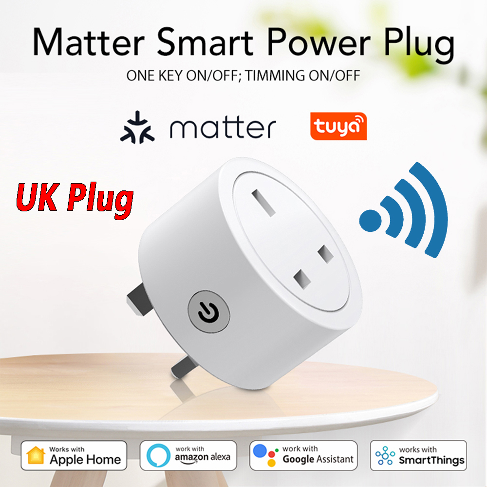 【Limited-Time Offer】 Matter Wifi Uk Socket Tuya Smart 16A Plug with Power Monitoring Function Alexa Google Home Siri Homekit Smart Life App Control ราคา 376 บาท*ส่งฟรี