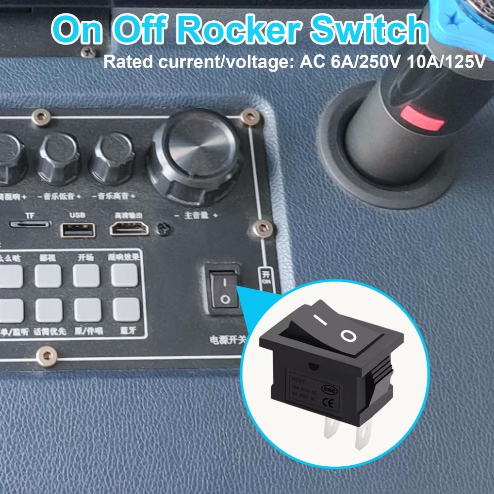 Small Rocker 2 Pin Round Rocker Switch Black ON-OFF Toggle Switch 2nd ...
