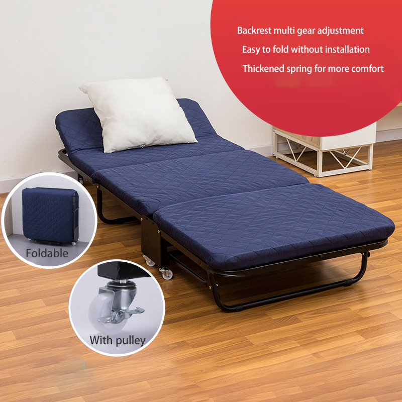 Three-fold portable folding bed thickened folding sponge bed simple accompanying bed mobile single lunch break bed simple
