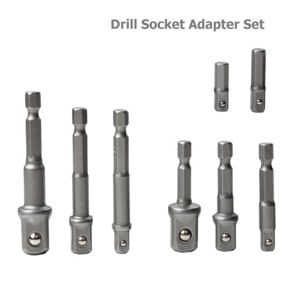 【BEUMK】 Drill Socket Adapter 1/4in Hex Shank Adapter Drill Nut Driver Power Extension Bar For Impact Driver 1/2 3/8 1/4
