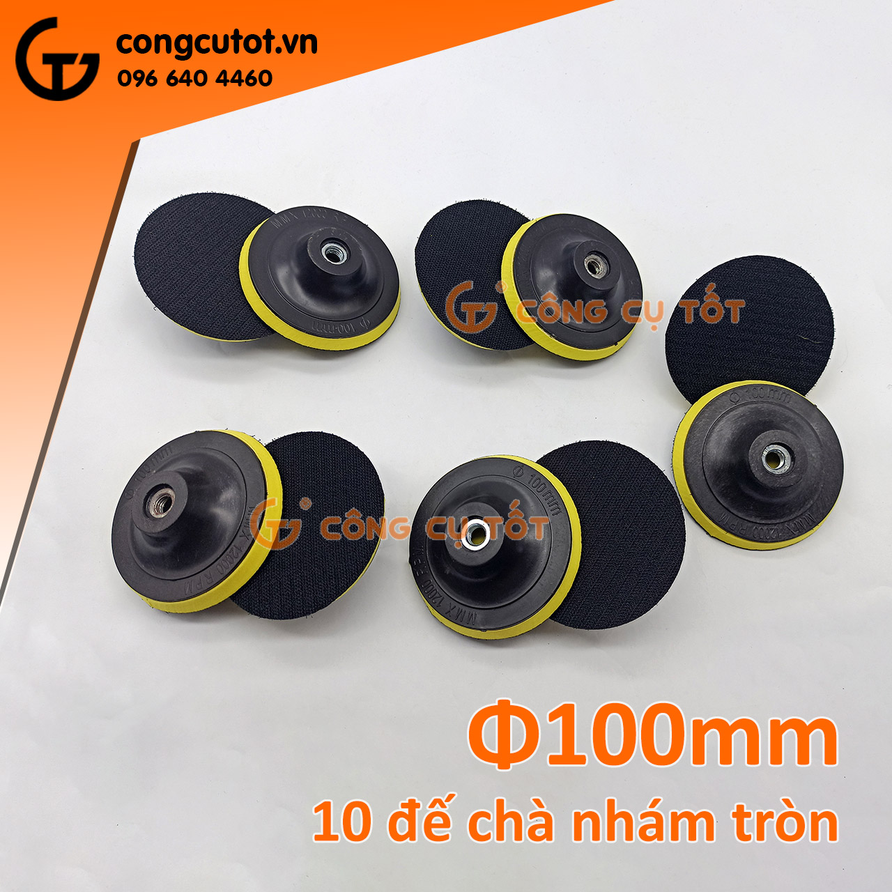 Combo 100 giấy nhám tròn và 10 đế chà nhám Φ100MM