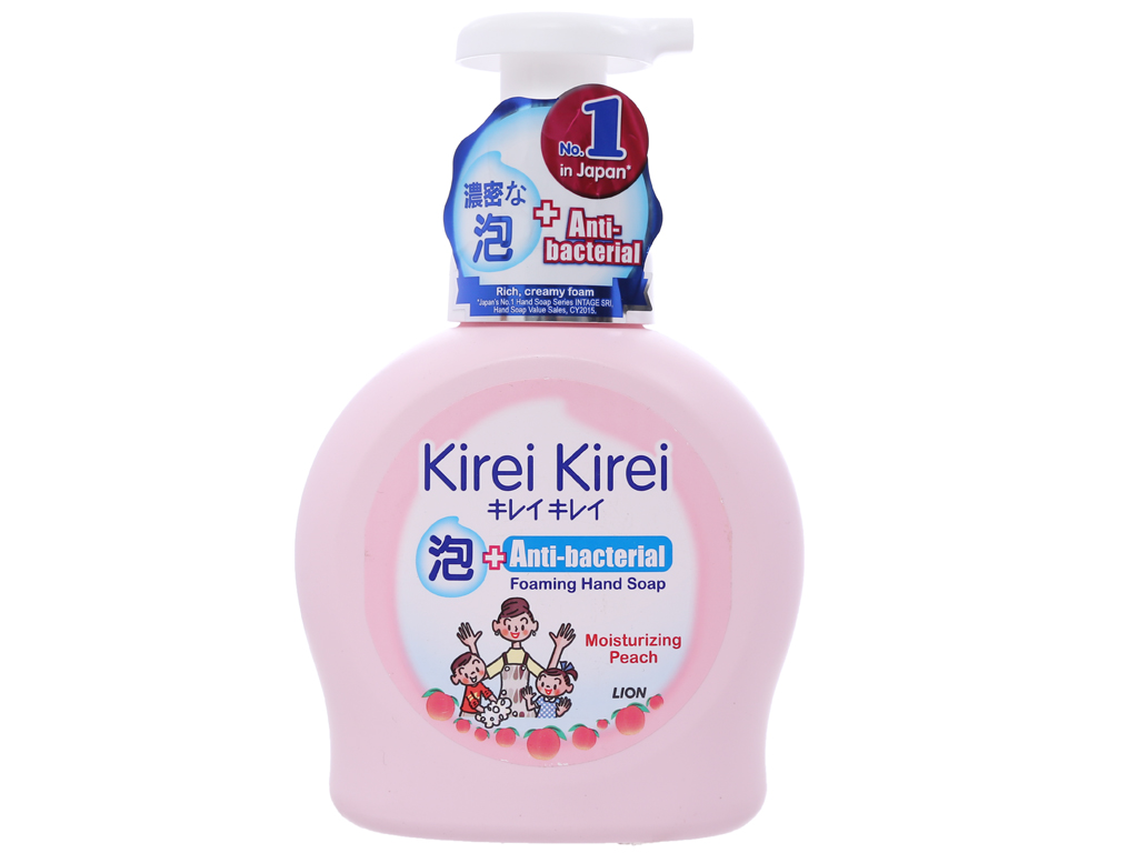 Bọt rửa tay Kirei kirei chai 450ml hương Đào - nước rửa tay diệt khuẩn
