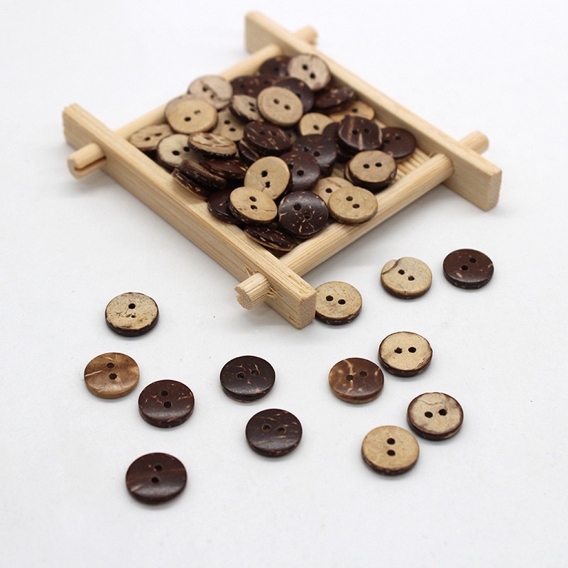 10 Nút gỗ dừa dùng kết đính trang phục, đồ handmade