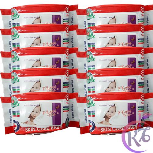 Combo 10 bịch Khăn giấy ướt cho bé không mùi Baby wipes cao cấp bịch 80g an toàn khi sử dụng - khan giay uot cho be khong mui