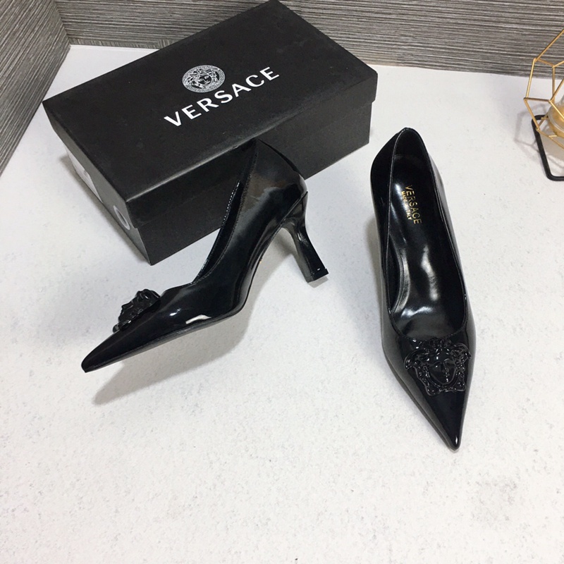 Giày cao gót versace cao 7cm màu đen