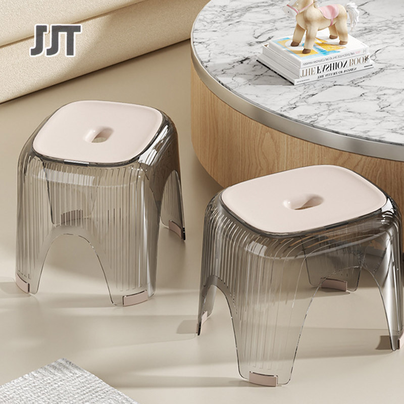 Transparent small stool, household shoe changing stool, children's low stool, home bathroom, bath stool, living room, coffee table, plastic stool