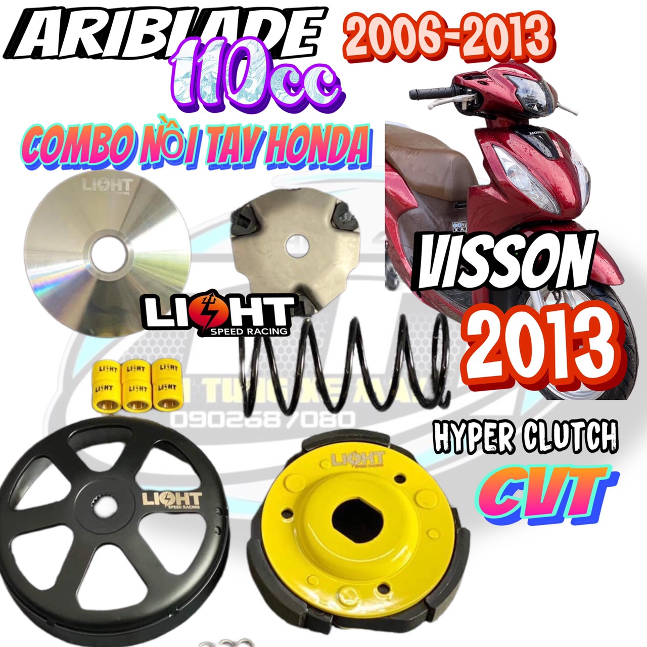 Combo nồi xe tay ga LIGHT SPEED v3 AB 110 / CLICK 110 / VISION 2021 / SCOOPY CÁC ĐỜI