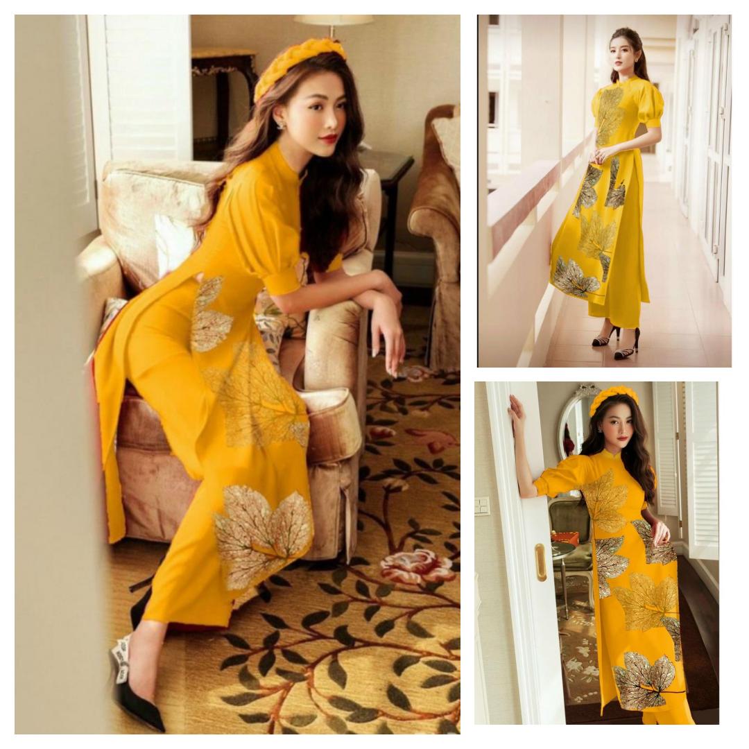 SÉT ÁO DÀI CÁCH TÂN KÈM VÁY HỌA TIẾT THỔ CẨM BEYEU1688 - BY2001B