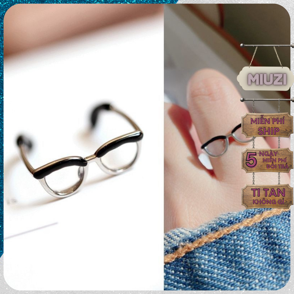 Nhẫn nữ hình chiếc kính cute,Nhẫn nữ Miuzi TS048
