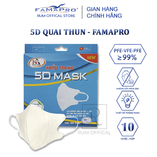 COMBO 10 HỘP Khẩu trang y tế 5d mask quai thun nam anh famapro thumbnail