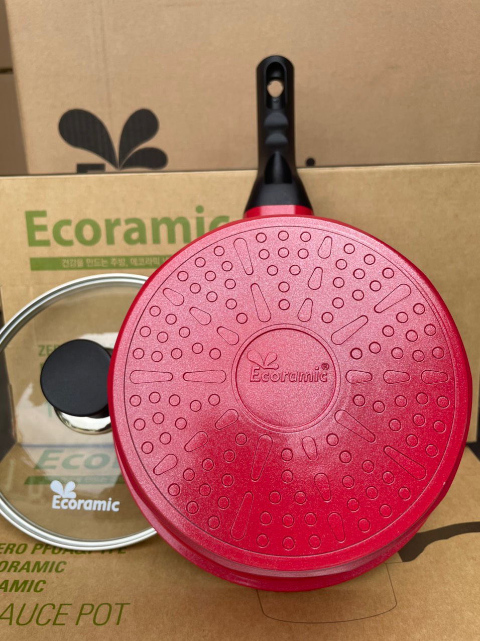 Nồi quánh vân đá đúc nguyên khối Ecoramic 18cm (Dùng được bếp điện từ)