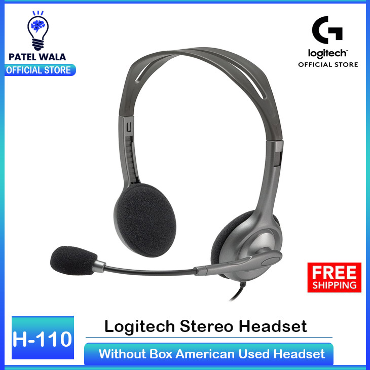 Logitech H110 Wired Headset, Black - Stereo Headphones with Noise-Cancelling Microphone, 3.5mm Dual Audio Jack, Ideal for PC, Mac, Laptop, Online Classes, Meetings, Gaming & Calls ~ PATEL WALA