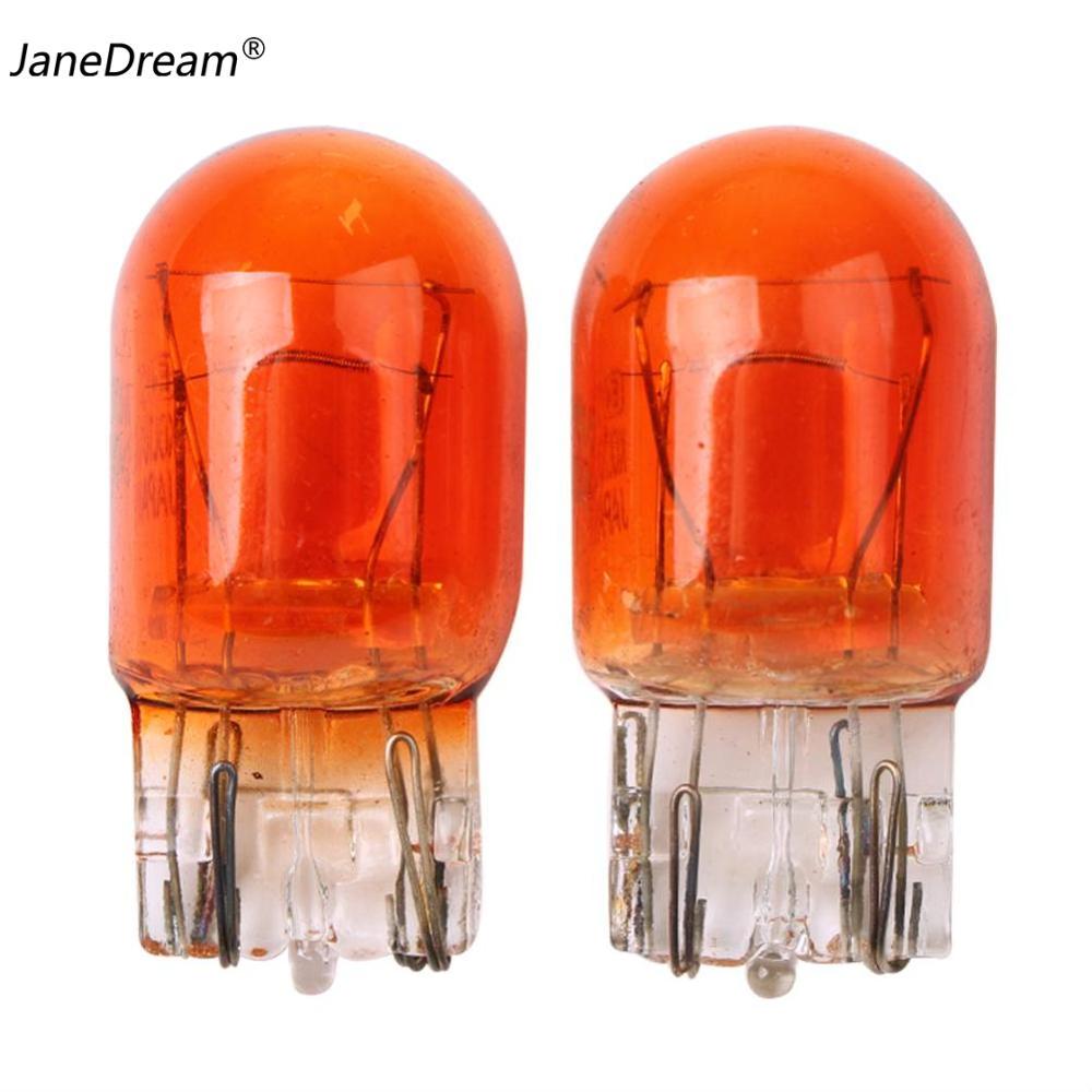 JaneDream 2Pcs T20 Halogen Lamp Glass Daytime Running Light Turn Signal Light Stop Brake Tail Lamp Bulbs 7443 W21/5W