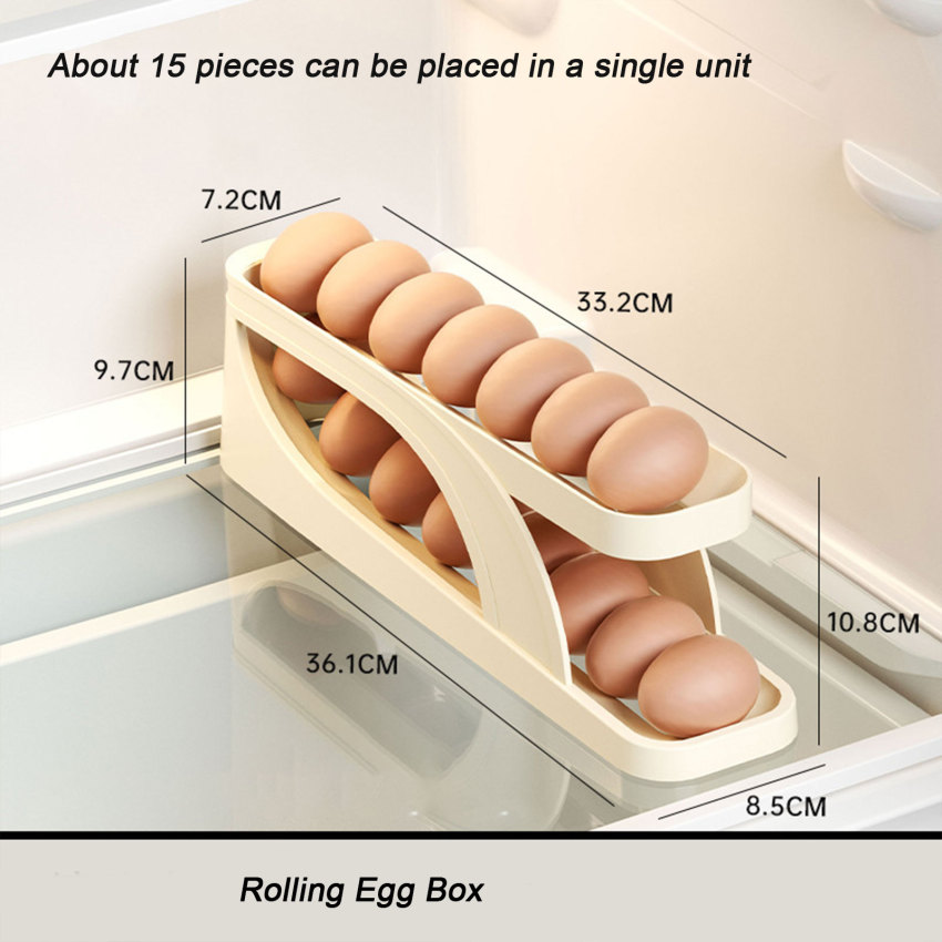 Automatic Rolling Egg Holder Rack Fridge Egg Storage Box Egg Container Kitchen Refrigerator Egg Dispenser Fridge Organizer