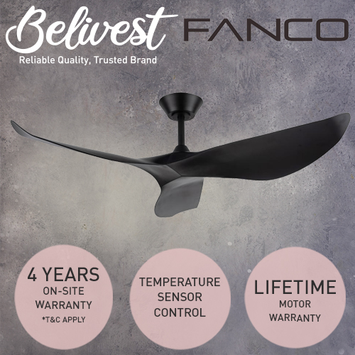 FANCO HURACAN Designer Fan / DC Motor 3 Blades 52 inch (LOWEST