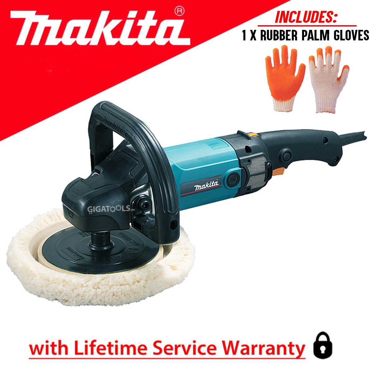 Makita 9237CB Polisher / Buffing Machine 7" (180mm) with Variable Speed