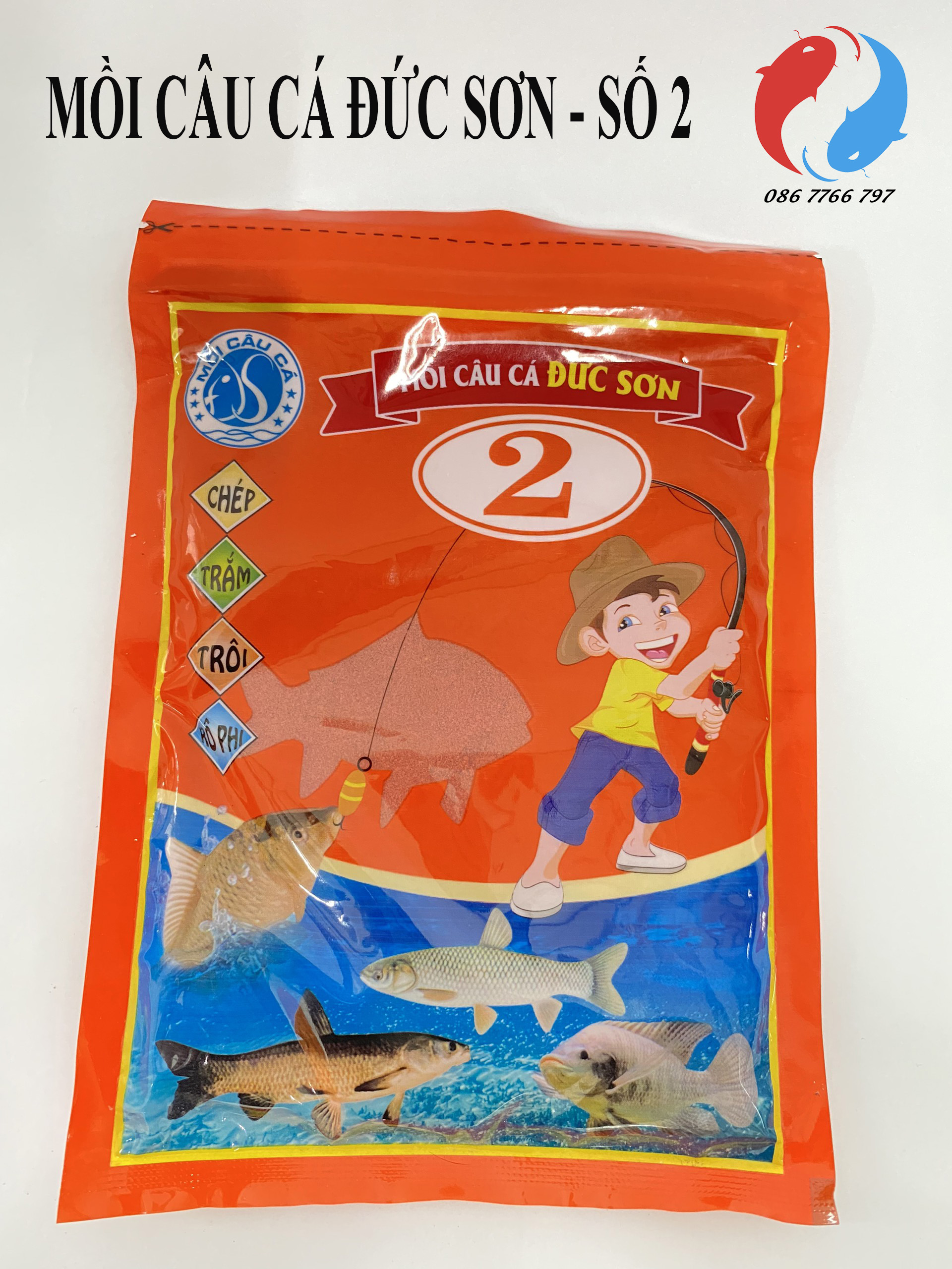 Mồi câu cá đức sơn số 2 - chuyên chép, diếc, trắm cỏ, trôi,.. - thơm tanh
