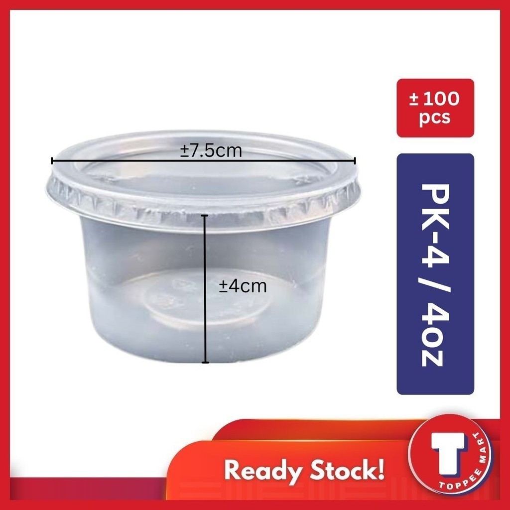 Benxon - PK-4 - Round Plastic Container ±100pcs / Bekas 4oz / Bekas ...