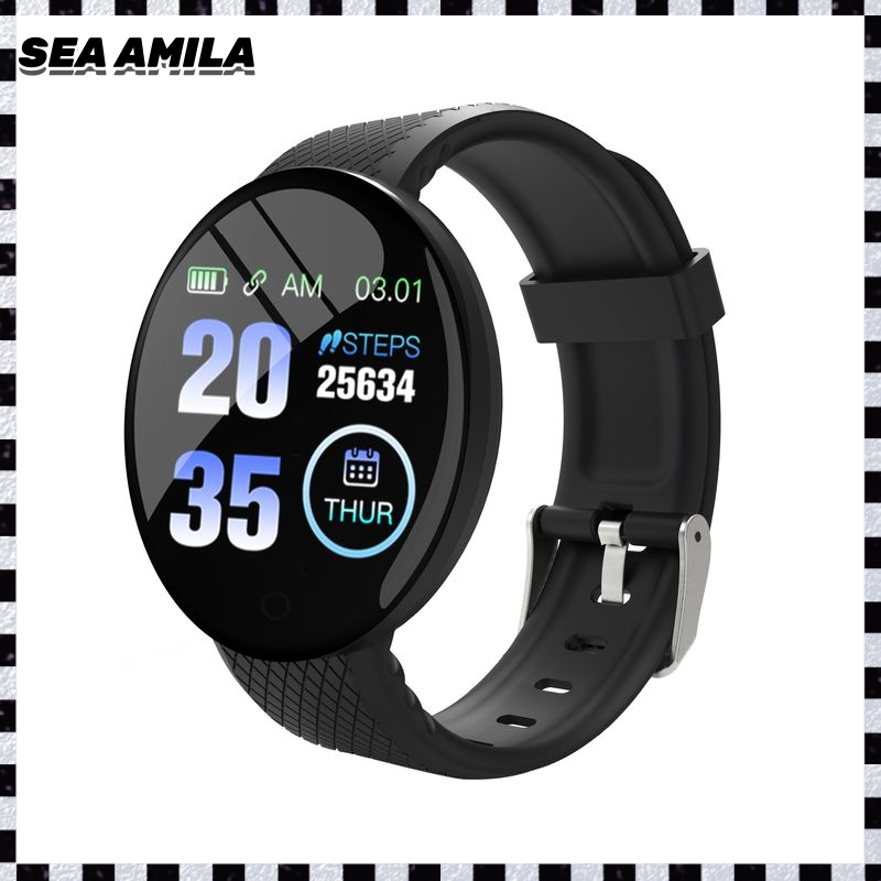 SEA AMILA   Đồng Hồ Thông Minh D18 Theo Dõi Thể Dục Với Theo Dõi Nhịp Tim Và Thiết Kế Chống Thấm Nước Thể Thao Ngoài Trời Đồng Hồ Đo Nhịp Tim Học Sinh Bước