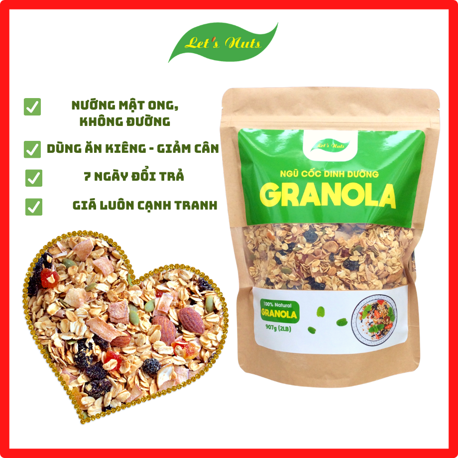 [HCM]Ngũ cốc ăn kiêng Granola Lets Nuts túi 907g làm từ yến mạch mật ong hạnh nhân nho khô bí xanh hạt điều dừa thạch giúp giảm cânăn vặt bổ sung dinh dưỡng Susuto Shop