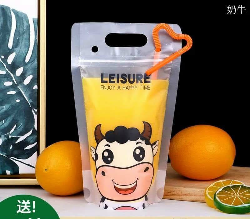 SET 10 TÚI ZIP ĐỰNG TRÀ SỮA IN HÌNH 2 MẶT (GIAO NGẪU NHIÊN)