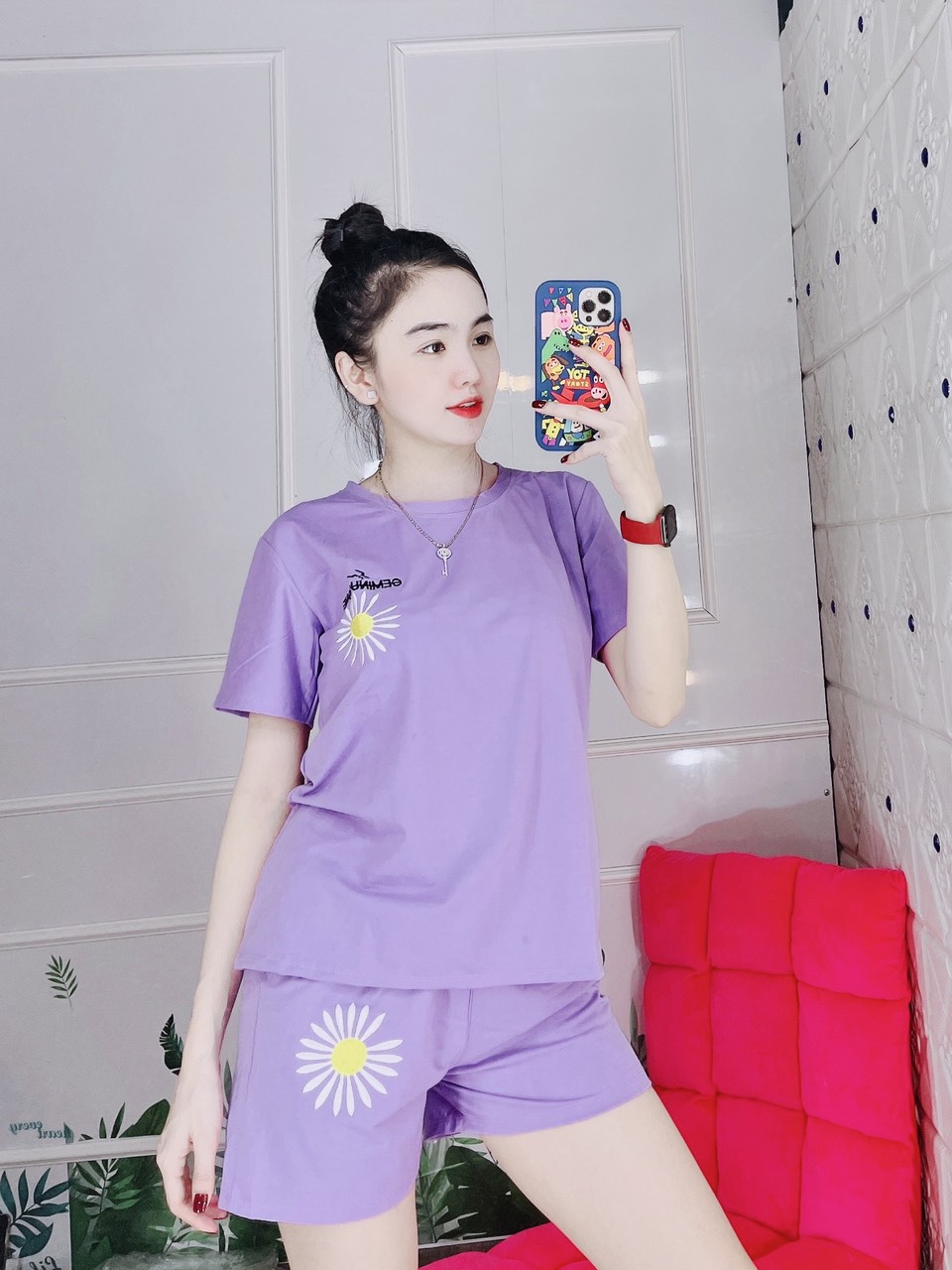 [KÈM ẢNH VIDEO THẬT + CÓ BIGSIZE TỚI 85KG] Set bộ thun đùi thêu chất liệu cotton