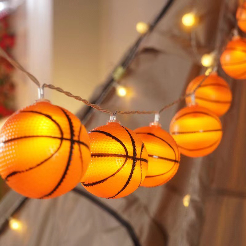 Basketball Decor String Lights, Battery Operated 10LED Sports Room Decor Lights For Boys Bedroom Or Sports Theme Party.