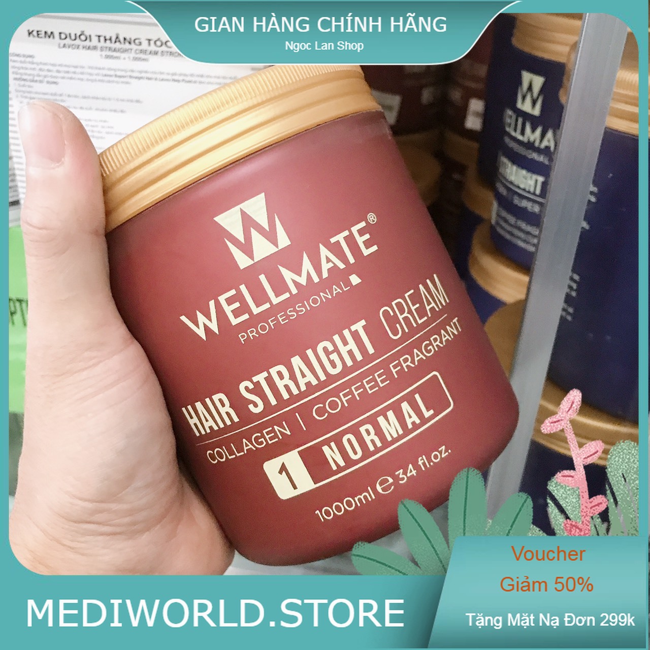 (1000ML x 2) Thuốc Duỗi Tóc Cà Phê Siêu Mượt Wellmate Chuẩn Salon