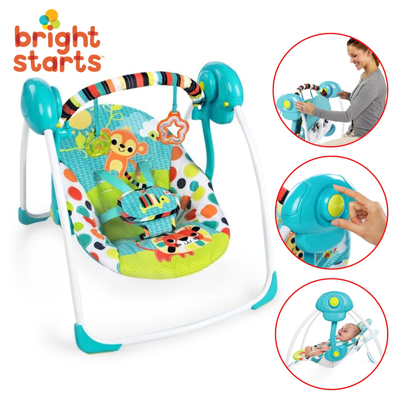Bright Starts Kaleidoscope Safari Portable Baby Swing/ Ingenuity Soothe