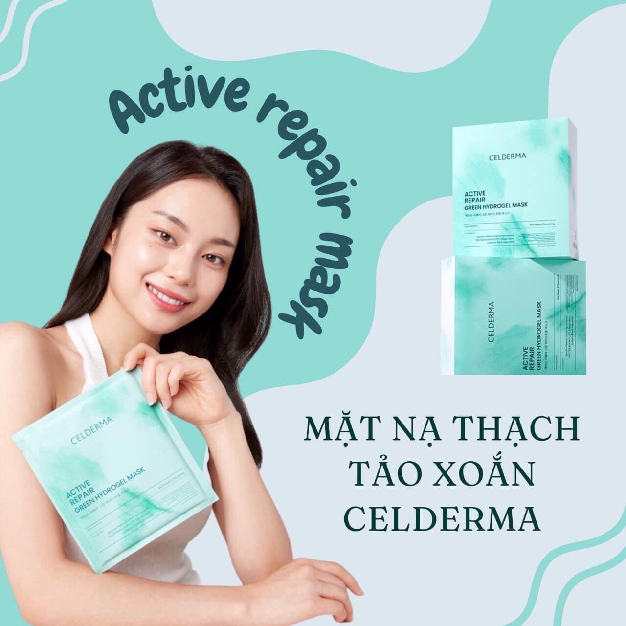 [Hoàn Tiền 8%]Mặt Nạ Thạch Tảo Xoắn CELDERMA Active Repair Green Hydrogel Mask HÀN QUỐC