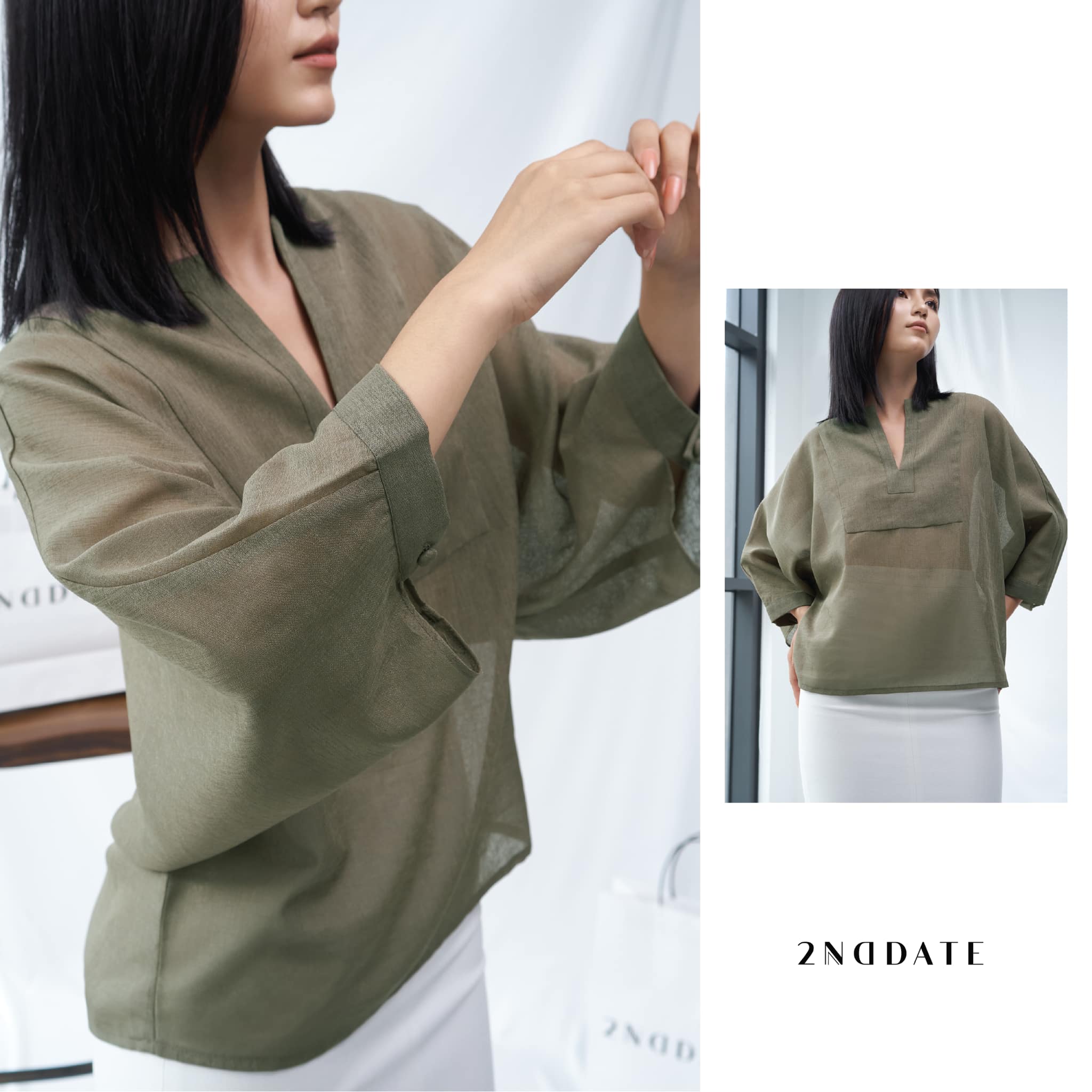 Áo cổ V lanh 2ND DATE TOP029MG