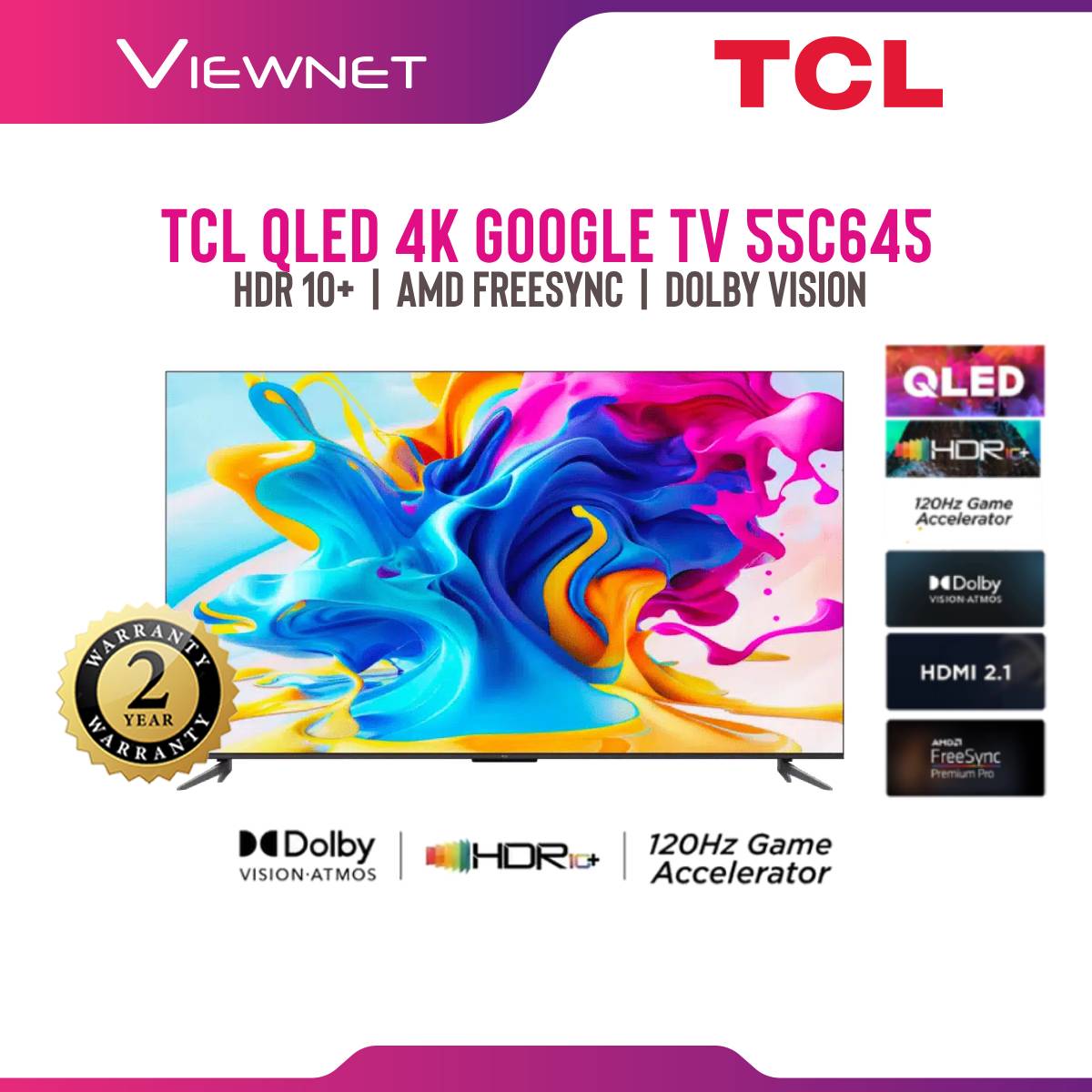 TCL TV GOOGLE QLED 55'' - 4K UHD - TCL_55C645 –