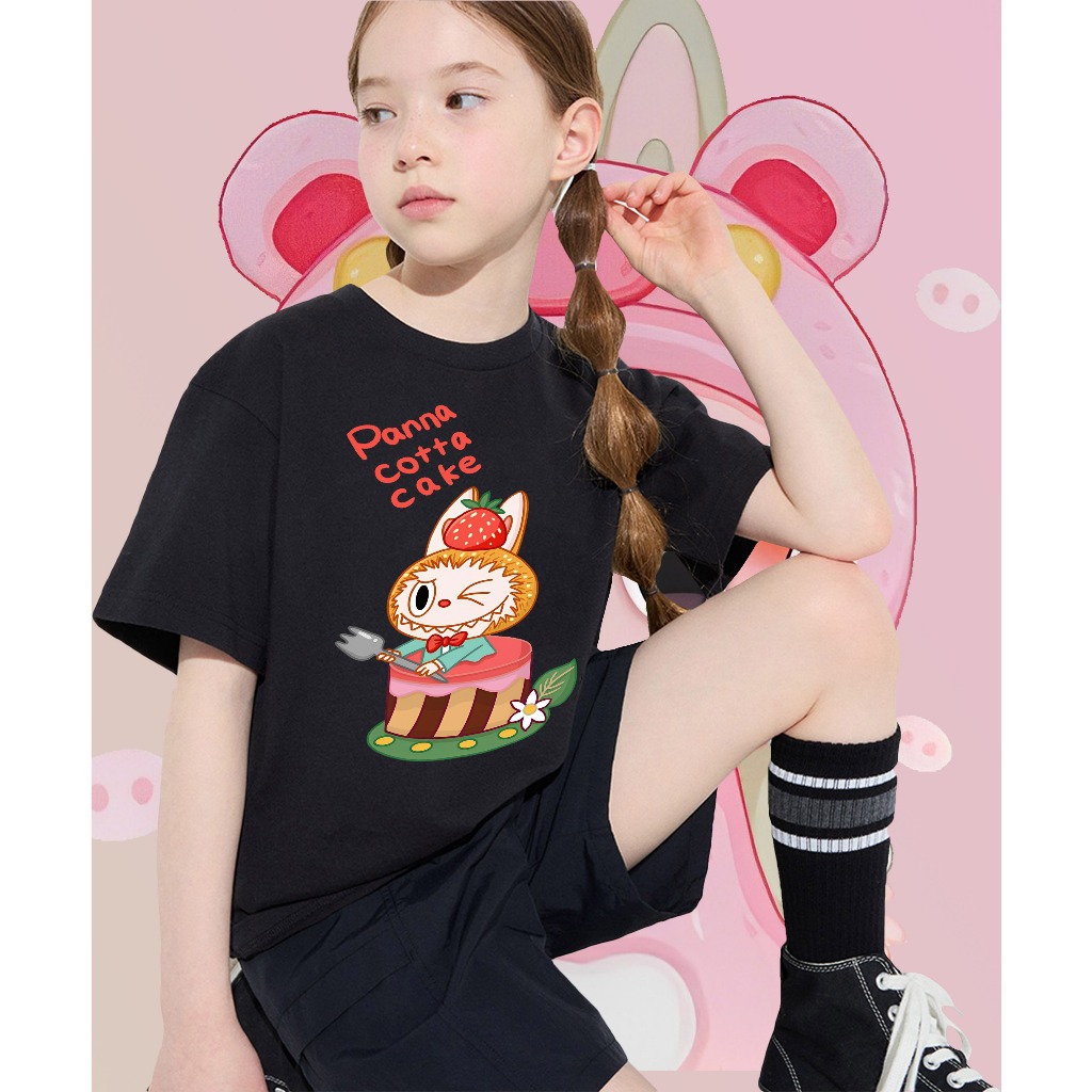 LABUBU รูปแบบ น่ารักสุด ๆ เสื้อยืดเด็ก เสื้อลาบูบู้ Pop Mart ผ้าฝ้าย ...