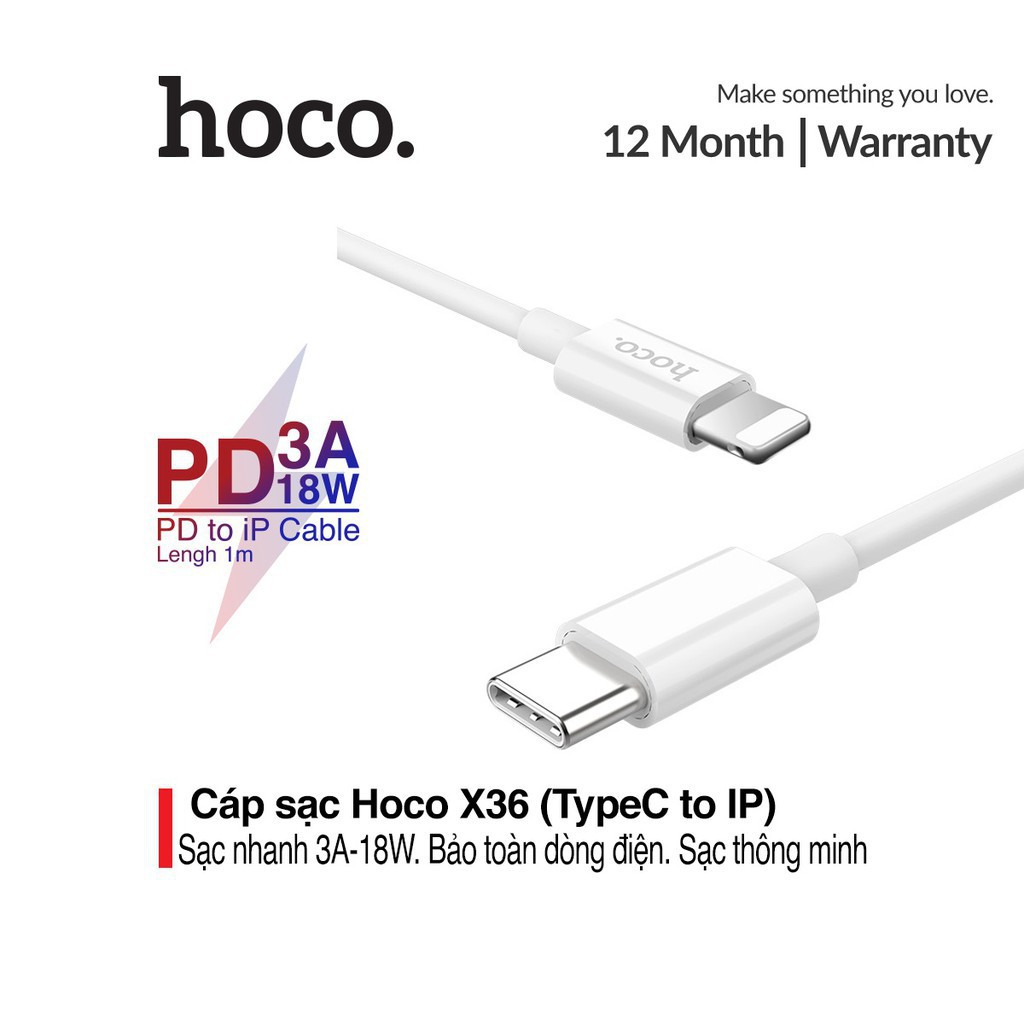 Cáp sạc nhanh Type C đến Hoco X36 cho ip