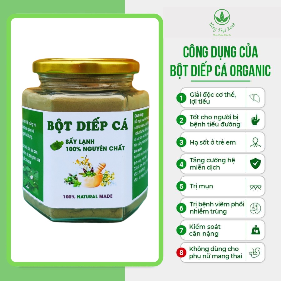 Bột Diếp Cá Sấy lạnh, bột diếp cá nguyên chất CỰC TỐT cho tiêu hóa