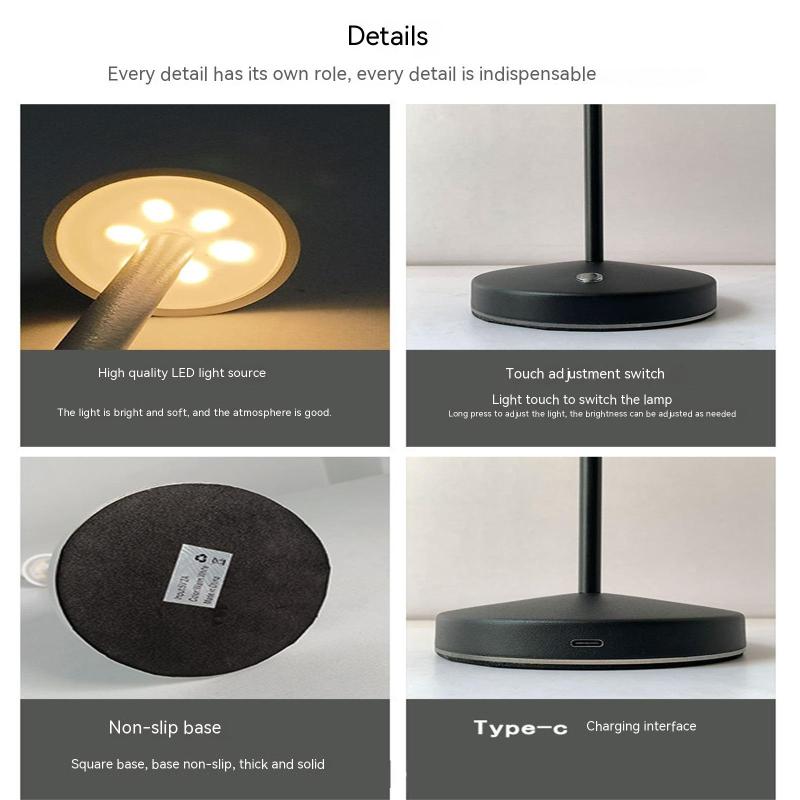 Led Table Lamp Rechargeable Cordless Touch Sensor Romantic Desk Lamp Night Light For Bedroom Restaurant