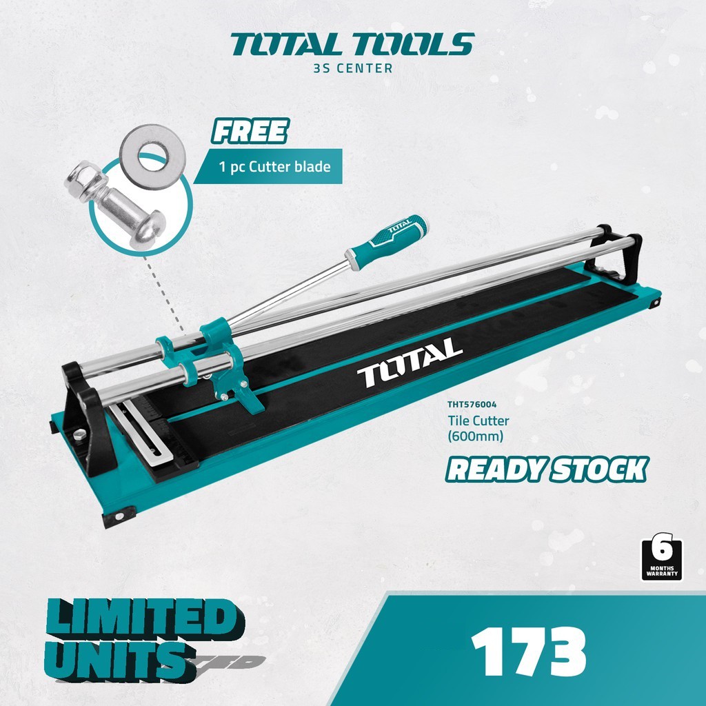 Bàn cắt gạch đẩy tay total tht576004 600 mm độ dày cắt tối đa 12 mm kèm theo 2 lưỡi hợp kim