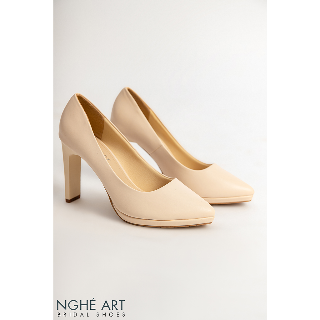 Giày cưới Nghé Art basic cao gót 237 kem