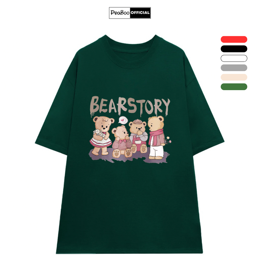 Áo thun nữ, áo phông unisex by peaboo mã tn cute rabbit chất cotton thoáng mát form rộng tay lỡ cho nam nữ