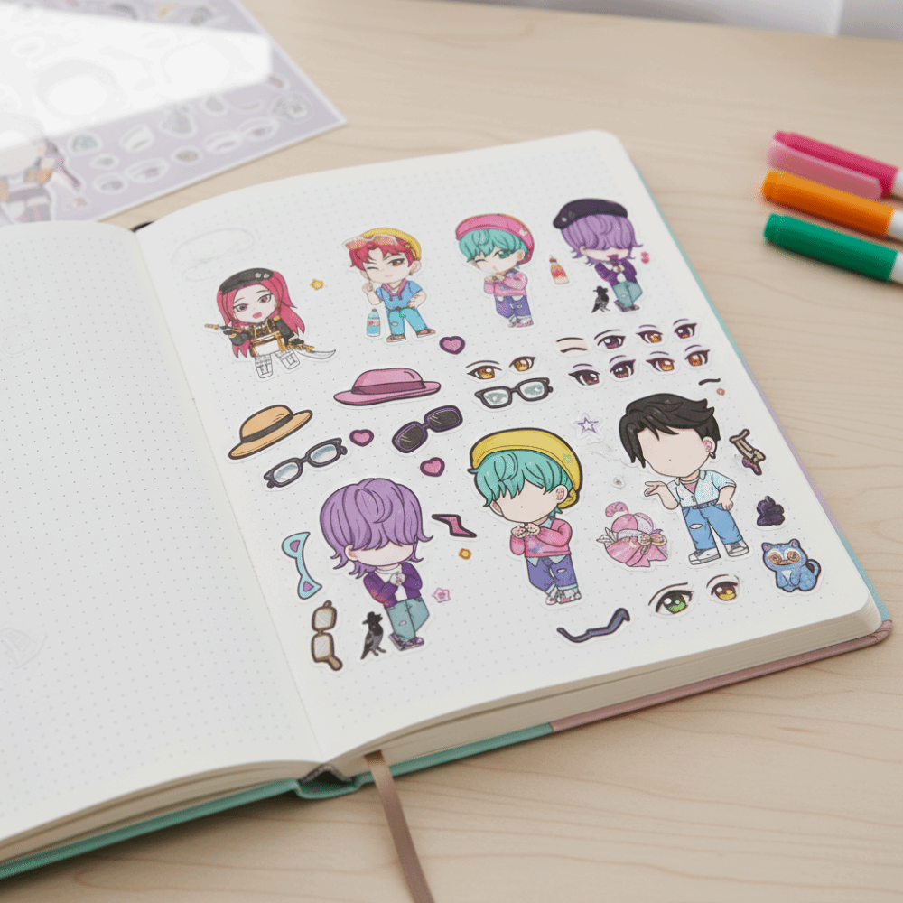 New 8Sheets KPop Demon Hunters Stickers Cute Cartoon Waterproof ...