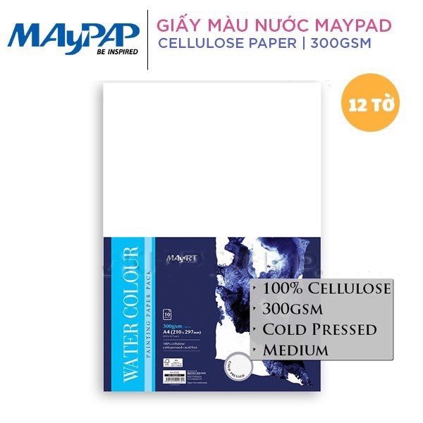 Sổ vẽ, giấy vẽ màu nước Maypad A4 (Campad Malaysia )