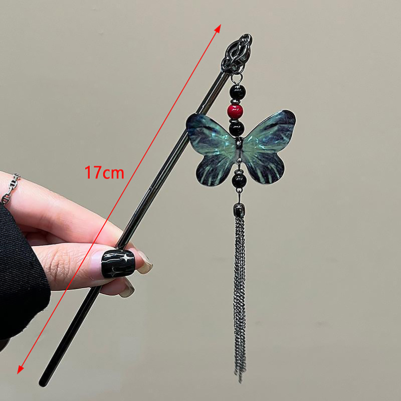 Retro Elegant Ancient Style Butterfly Tassel Hair Stick For Women Girls Classical Hairpin Chinese Cheongsam Hair Accessories.