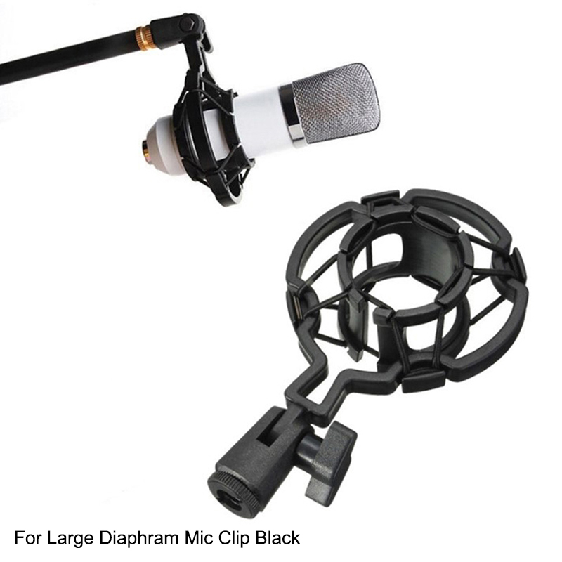 [Eqrbtl] Universal Professional Condenser Microphone Mic Shock Mount Holder Studio Recording Bracket For Large Diaphram Mic Clip Black