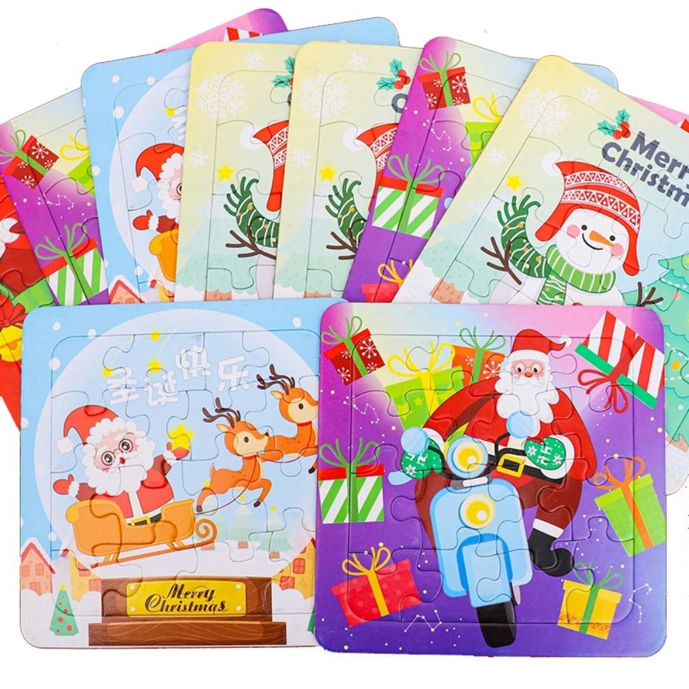 MEZCJ Ông già Noel Đồ chơi xếp hình giáng sinh Thủ công Giáng sinh Trò chơi ghép hình hoạt hình Bộ trò chơi ghép hình Giấy Trò chơi ghép hình 3D ông già Noel Quà tặng giáng sinh