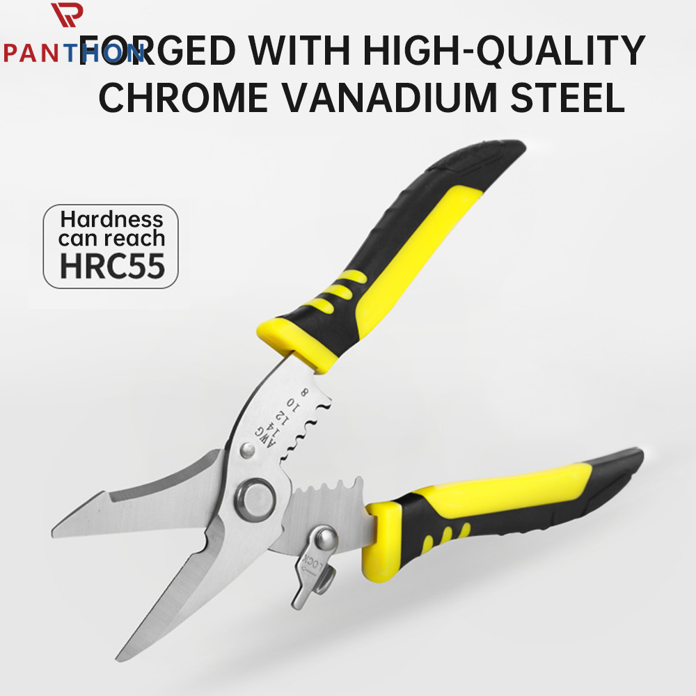 【💕Ready Stock🎉】PANTHON Wire Stripping Pliers For Electricians Multifunctional Cutting Pliers For Cables,Wire Pulling Pliers Wire Pressing Pliers Crimping Pliers Terminal Pli