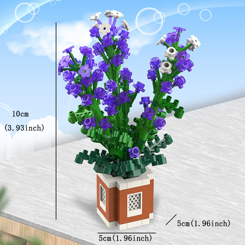 Compatible with building blocks toys bouquet building blocks flower arrangement small particles assembled toys creative building blocks toy set THA2382